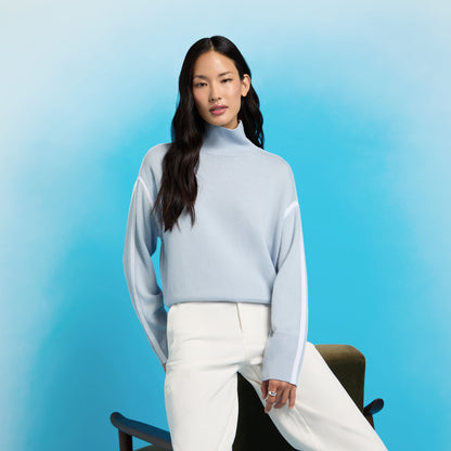G/FORE MERINO WOOL CONTRAST STRIPE TURTLENECK SWEATER