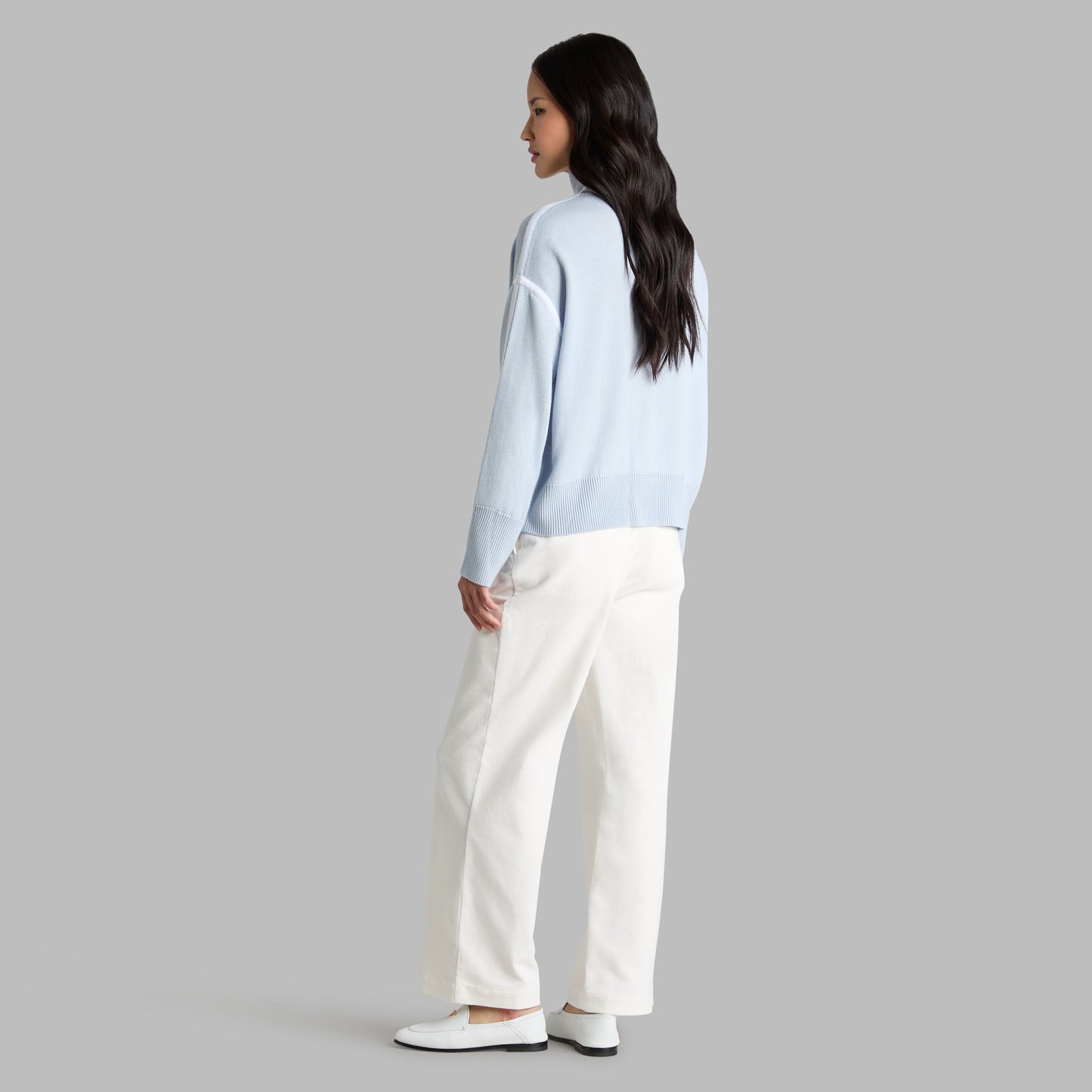 G/FORE MERINO WOOL CONTRAST STRIPE TURTLENECK SWEATER