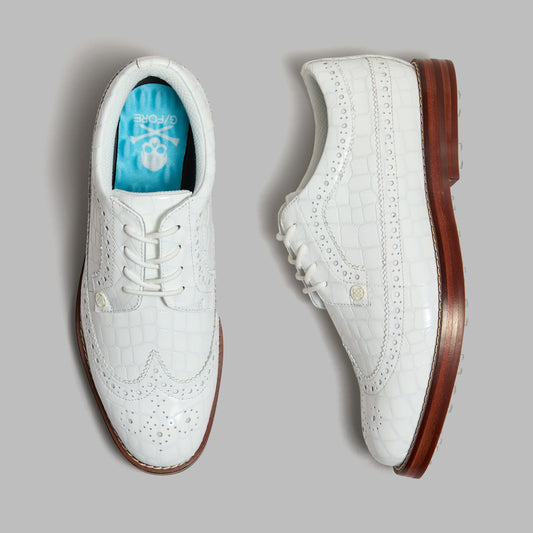 G/FORE LTD RELEASE GALLIVANTER CROC-EMBOSSED LEATHER LUXE SOLE GOLF SHOE