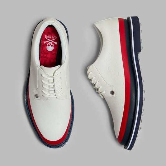 G/FORE GALLIVANTER TUXEDO STRIPE LEATHER GOLF SHOE