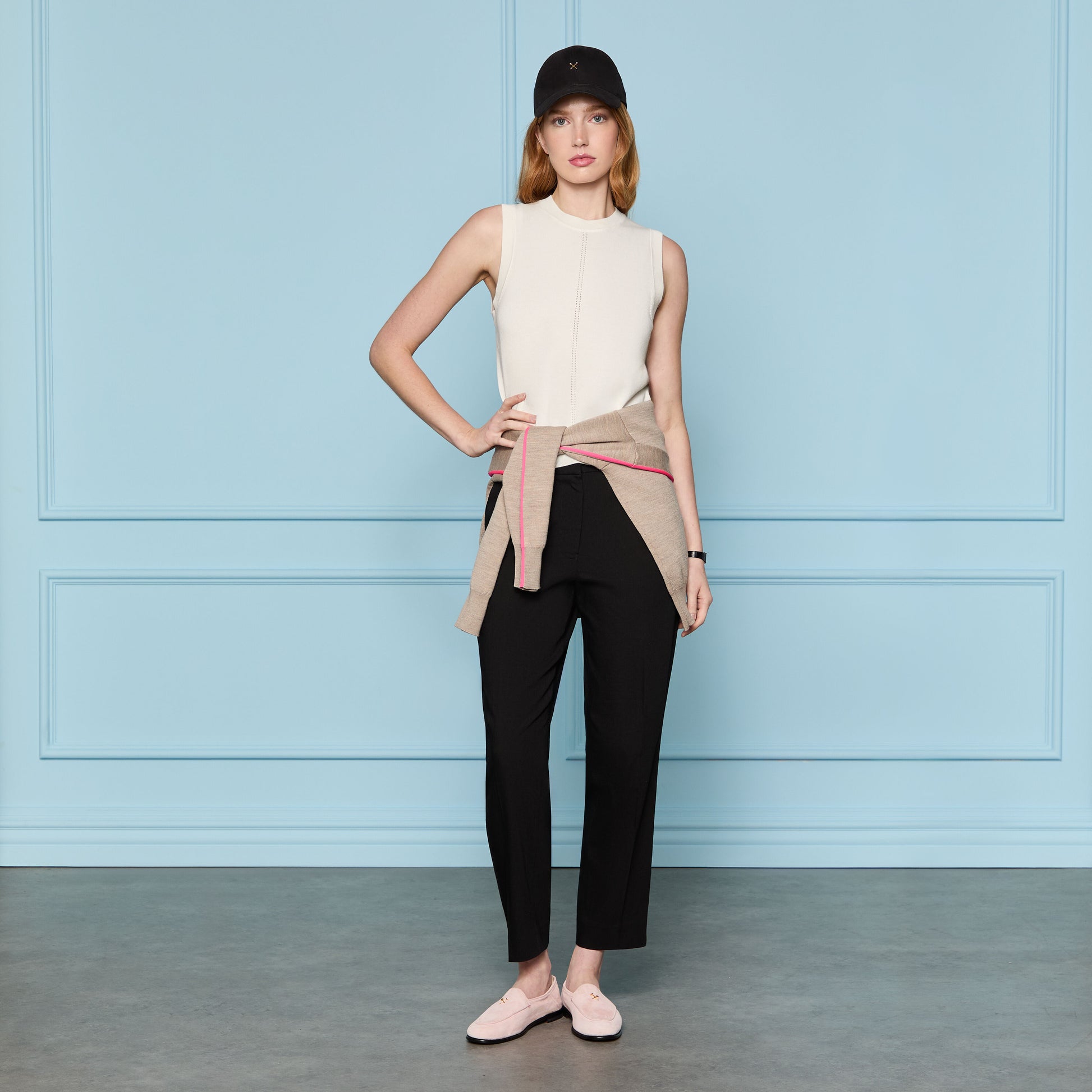 G/FORE LTD RELEASE LINEN CROPPED PLEATED TROUSER
